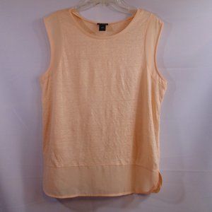 Ann Taylor Pink Sheer tank linen blend blouse Large